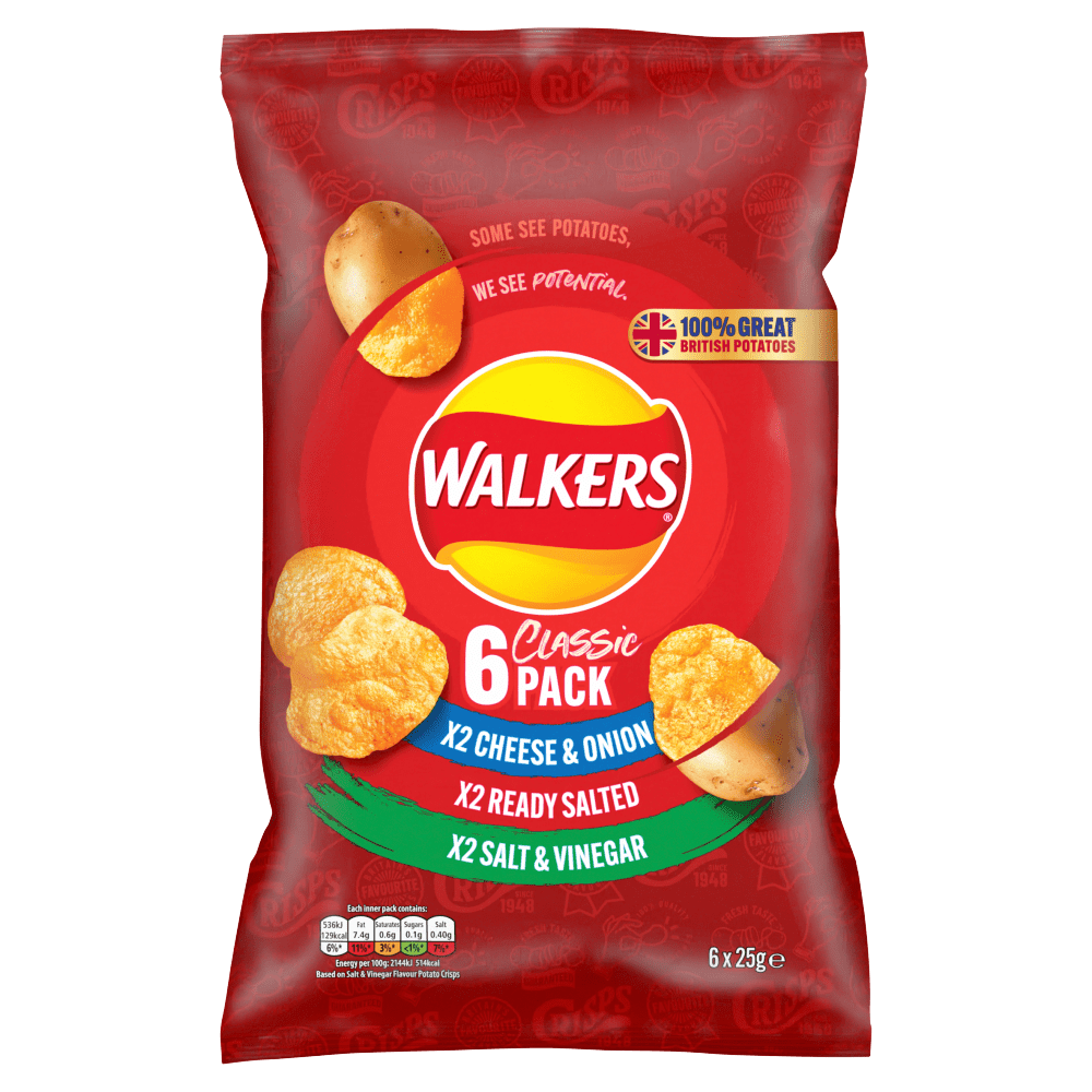 Walkers Classic Variety Multipack Crisps 6 x 25g